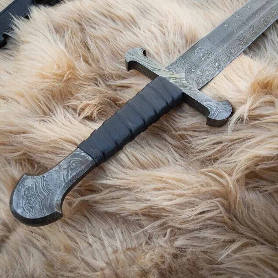Hand Forged Damascus Steel Viking Sword Sharp Battle Ready Medieval Swords Gift - Image 2 of 4