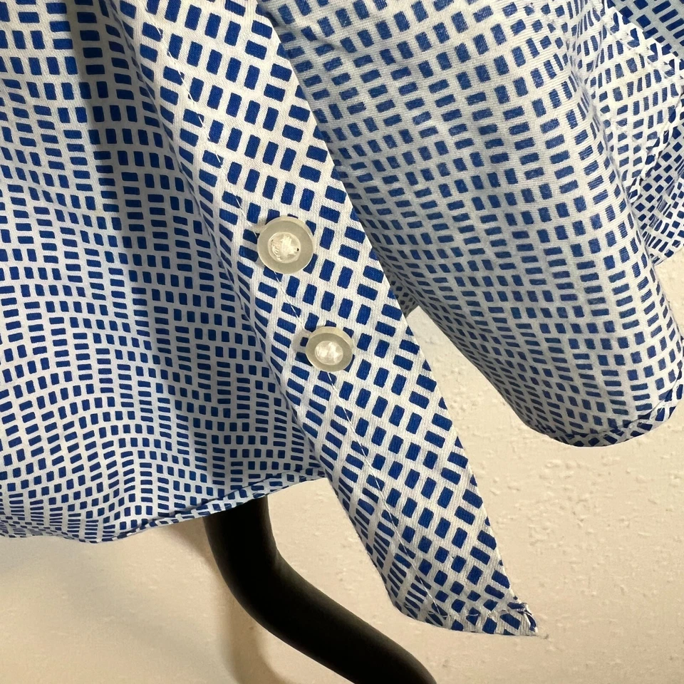 Sean John 长袖蓝色白色法国袖口纽扣男式 16-34/35 码 — 第 4/4 张图片