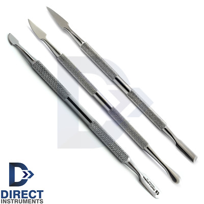 #ad 3Pcs Double Ended Cuticle Pusher Flat Curved Spoon Under Nail Cleaner Manicure $9.77