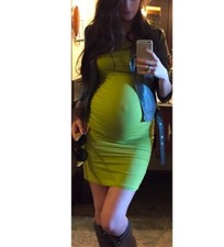 Maternal America XS Long Sleeve Green Tunic Dress Maternity Fashion Deals Sales