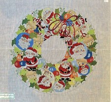 Strictly Christmas Hand Painted Needlepoint Wreath Canvas Santa 20  