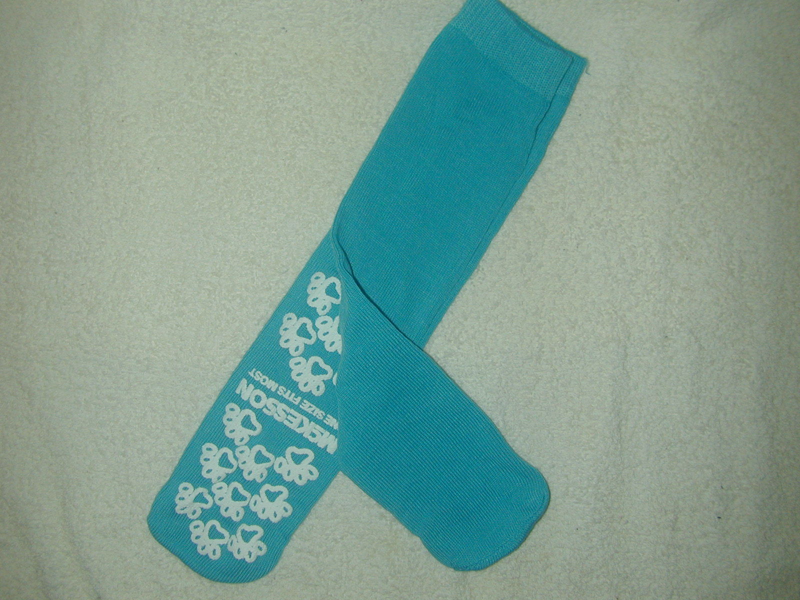 6 Pair McKesson Slipper Hospital Socks One Size Fits Most Teal Above