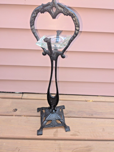 Antique Cast Iron Smoking Stand ashtray Art Deco Neuvou