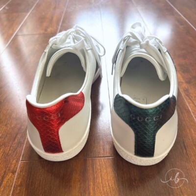 Gucci Ace white leather low top men's Bumble Bee Web sneakers