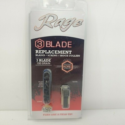 Rage 3 Blade Replacement Kit 100 Grain - Blades Screws Shock Collars - Kore Tech