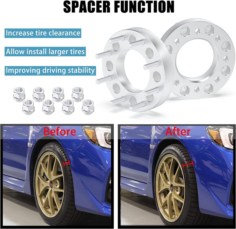2.5 Inch 8x180 Wheel Spacers For GMC Sierra Chevy Silverado 2500 3500 - 14x1.5 Studs