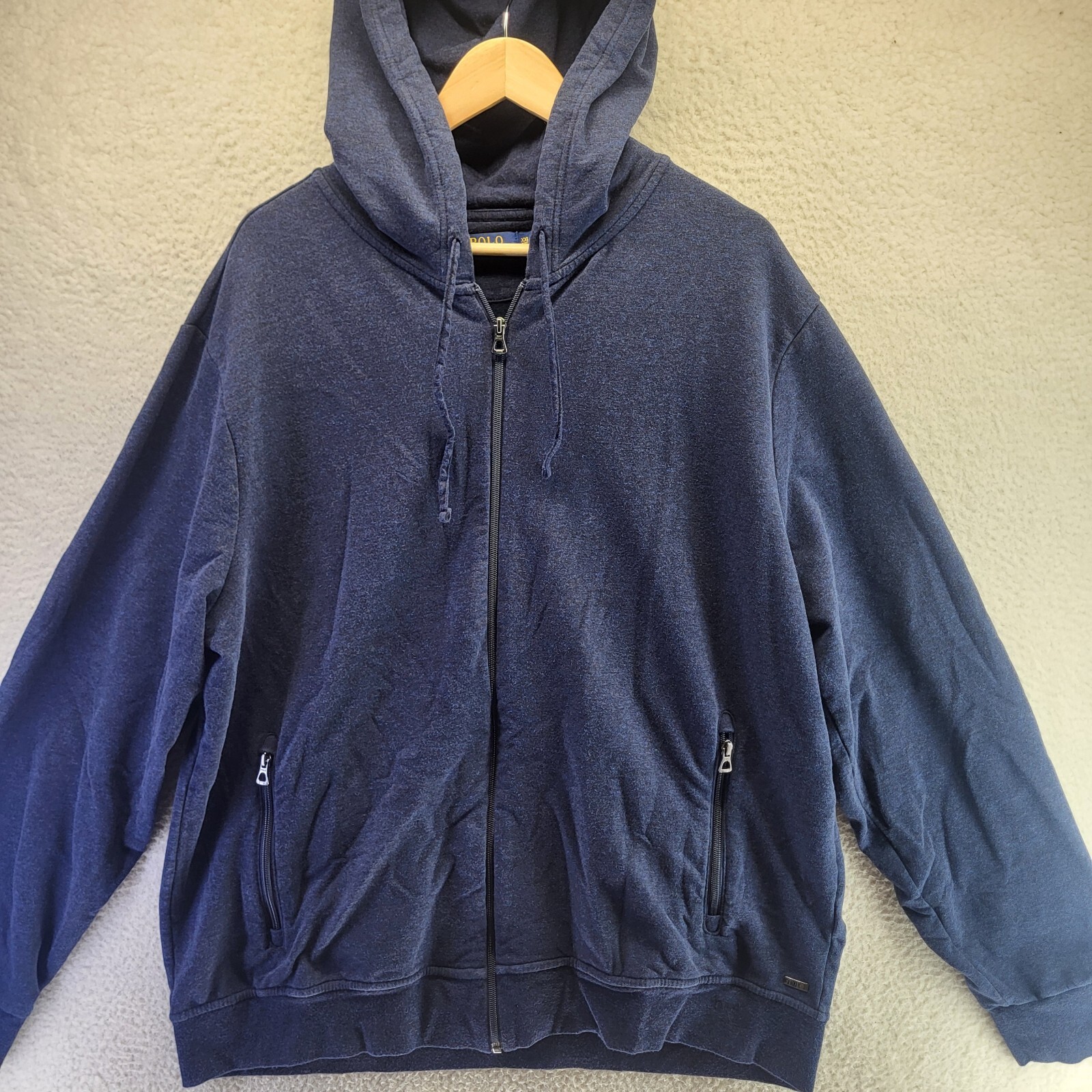 Polo By Ralph Lauren Felpa con Cappuccio Uomo 2XL Blu Full Zip Felpa Maglione Pony
