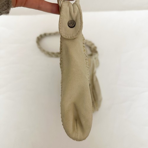 Emanual Ungaro Vintage Woven Beige suede bag with blue heart braided straps boho - Picture 11 of 12