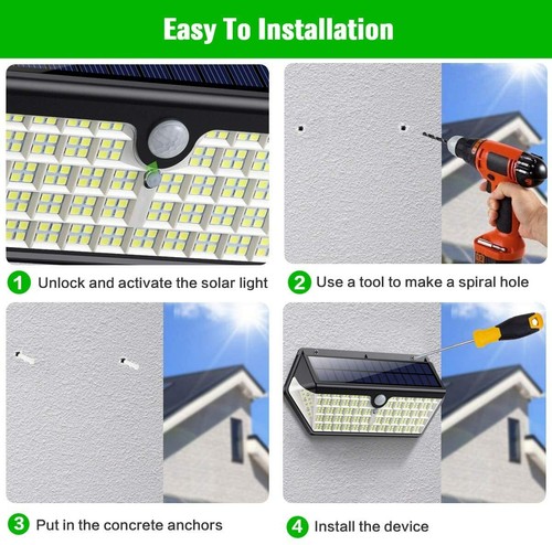 Pack 2 Luces Luz Solar Exterior Super Brillante 190 LED 3300 Lumens Impermeable - Imagen 3 de 9