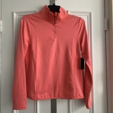 Danskin Women s Melange Tech Quarter Zip Top Long Sleeve Coral Size L D4425E