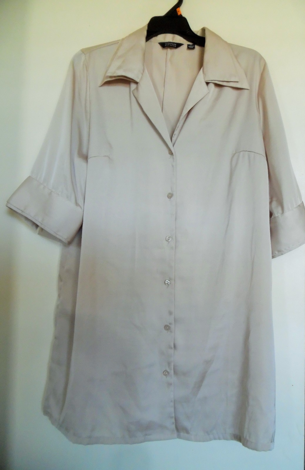 Cristina Ehrlich Beige Long Tunic Blouse Top Size M Soft Boho Style