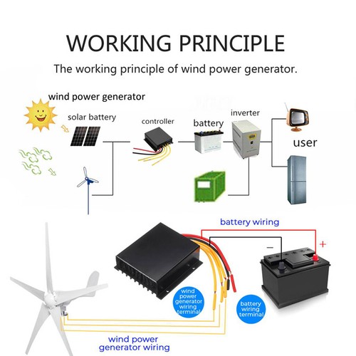 Generatore eolico 3000W 5 pale 24V MPPT regolatore di carica inverter di potenza - Foto 18 di 31