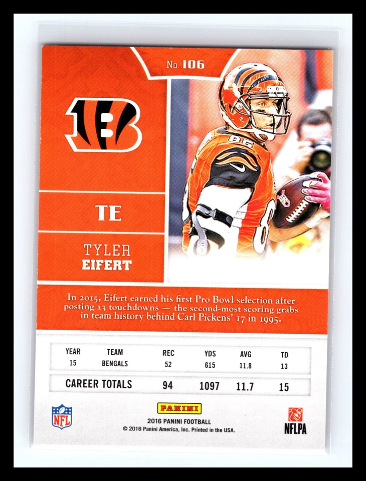 💥 TYLER EIFERT 2016 PANINI GREEN FOIL BRAVERY SERIAL # 199 - Image 2 of 2