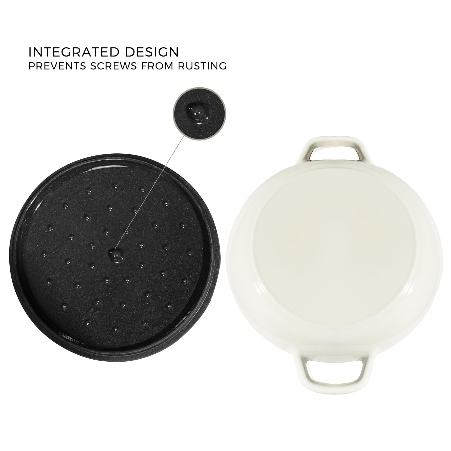 Braiser Enameled Cast Iron 2.25 qt Pan with Lid White Shallow Casserole Handels