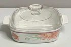 Vintage Corning Ware 1 Liter Covered Casserole Peony A-1-B and A7C Pyrex Lid
