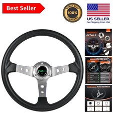 Universal 13.8 Racing Steering Wheel - Stylish Gray Deep Dish Design Universal 13.8 Racing Steering Wheel - Stylish Gray Deep Dish Design