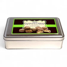 Nassau Candy Mini Sandwich Cookies Empty Tin 7.5" x 4.5"