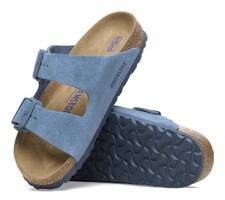 Birkenstock Size 37 Arizona Sky Blue Suede Leather Soft Footbed