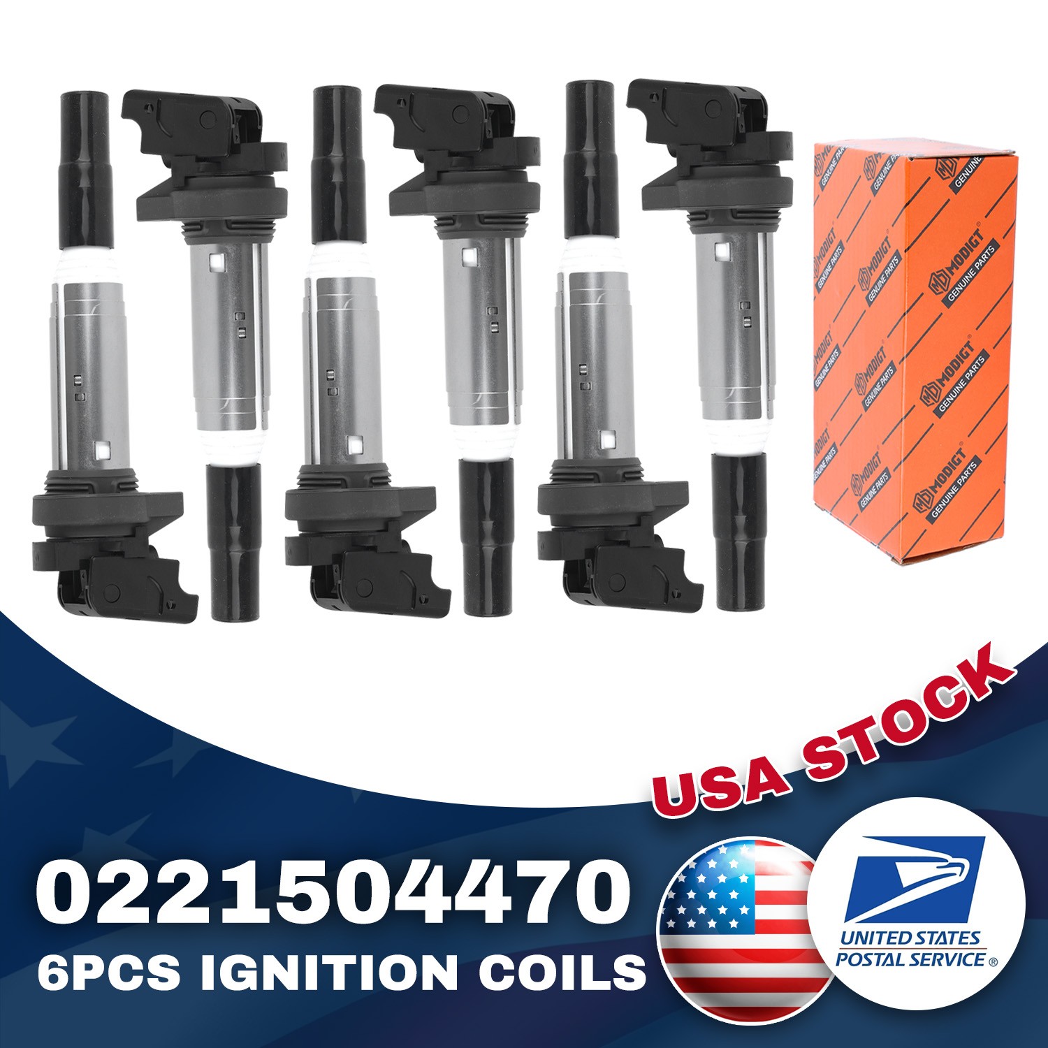 Black Premium Ignition Coil OEM 0221504470 6PCS For Rolls-Royce Ghost 2011-2012