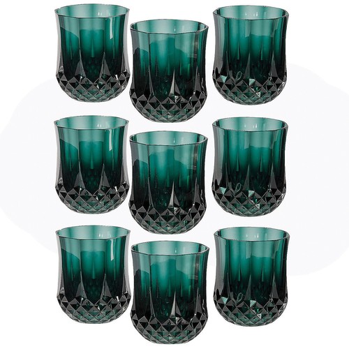 Bicchieri da vino in plastica riutilizzabili con motivo verde senza stelo, 3 1/2" 8 oz sfusi 48 coun - Foto 1 di 1