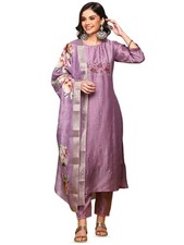 ishin Floral Embroidered Round Neck Three-Quarter Sleeves Kurta Set  Kurta s...