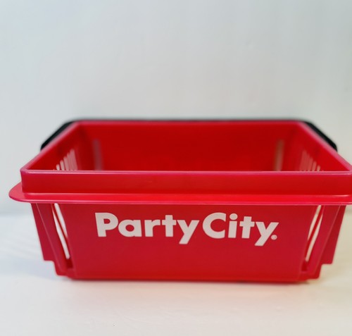 Child Size Party City Red Plastic Grocery Shopping Basket Sturdy
