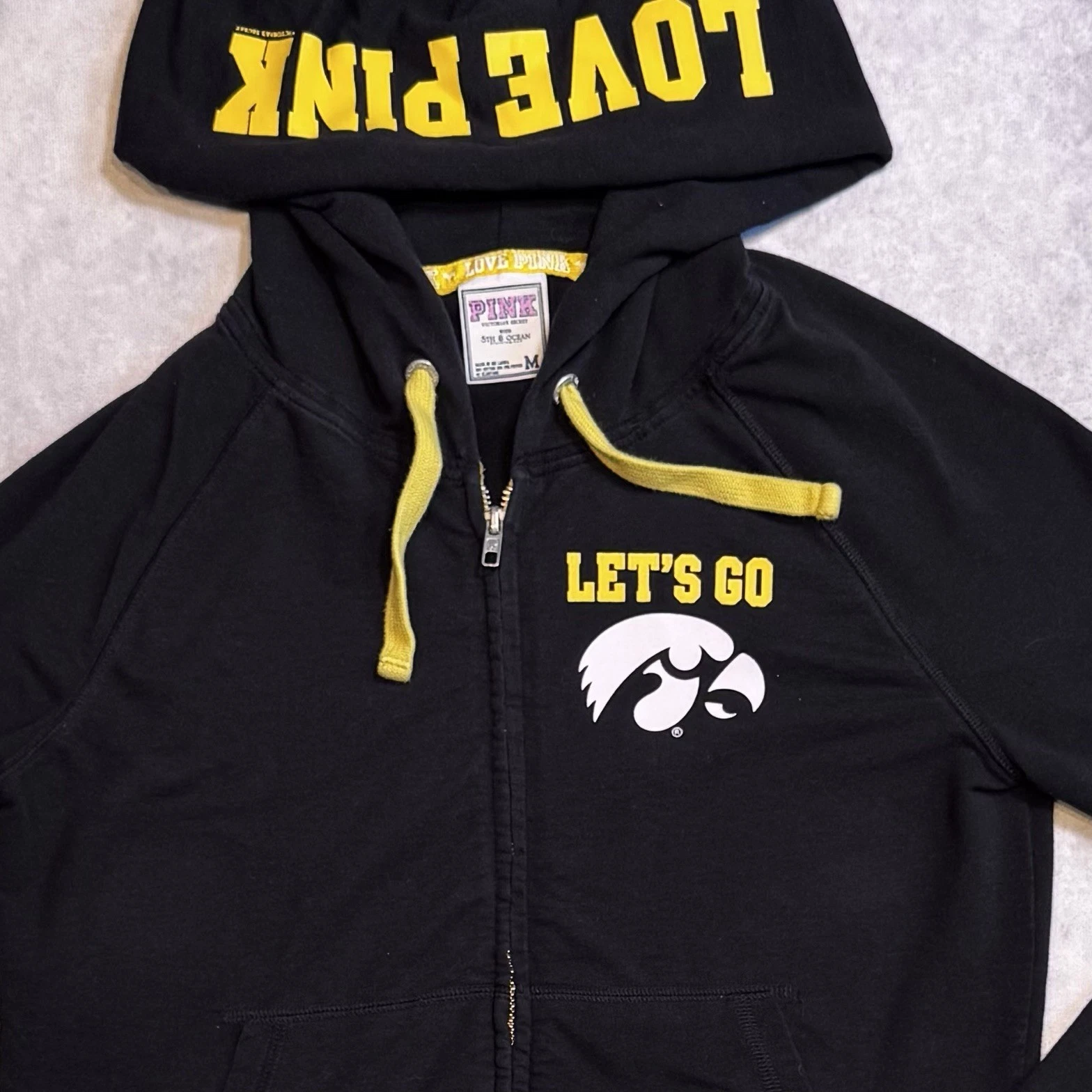 UNDERCOVER Felpa con cappuccio e zip intera Victoria's Secret ROSA Iowa Hawkeyes Hawks taglia media