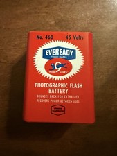 Vintage Eveready No. 460 45 Volt Photographic Flash Battery Nine Lives Red USA