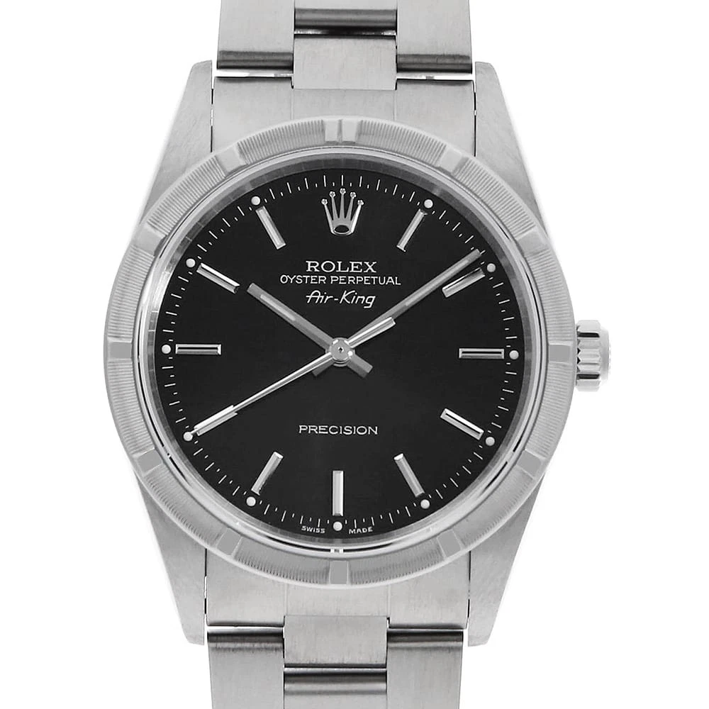 Rolex — ROLEX Air king 14010M black bar K Number second hand mens