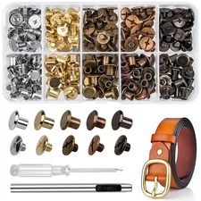 100 Sets Chicago Screws for Leather Crafting 7/20 Inch 5 Colors of Rivets for...