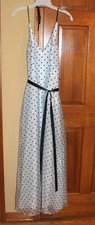 Roberta Prom Formal Dress White Black Dots Black Ribbon Sash Size 3/4 NWT