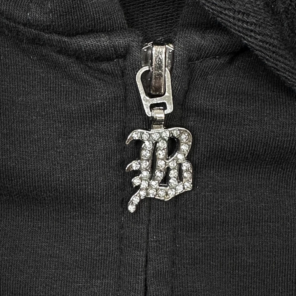 BCBGMAXAZRIA Sudadera con Capucha Mujer Grande Negra Brillante Cremallera BCBG Ángeles Gótico Estilo Y2k Foto 3 de 4