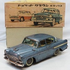 Bandaiya Toyopet Crown Deluxe Blue No Mirror Tin Car Box Copy