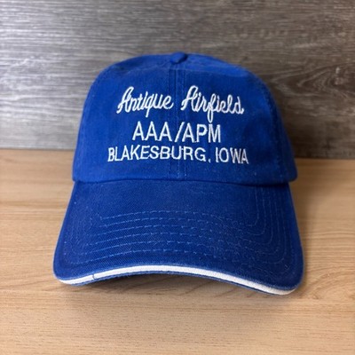 Antique Airfield Hat Cap Strap Back Blue Blakesburg Iowa Adjustable