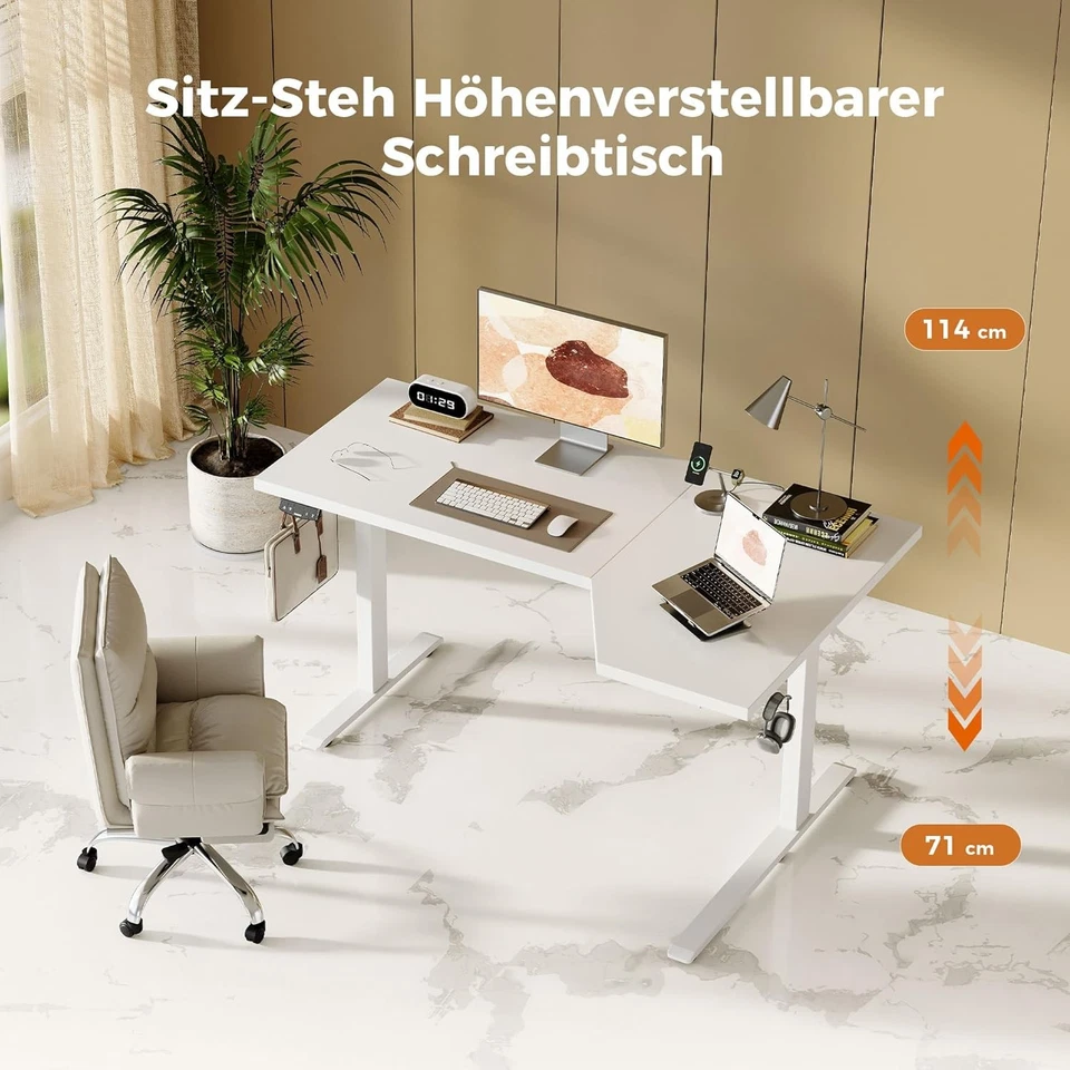Elektrischer Stehschreibtisch L-Förmig 140x80cm Höhenverstellbarer Schreibtisch  - Bild 3 von 4