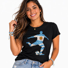 Camiseta Jugador de Fútbol Argentina Bandera Argentina Fútbol Silueta Gráfico