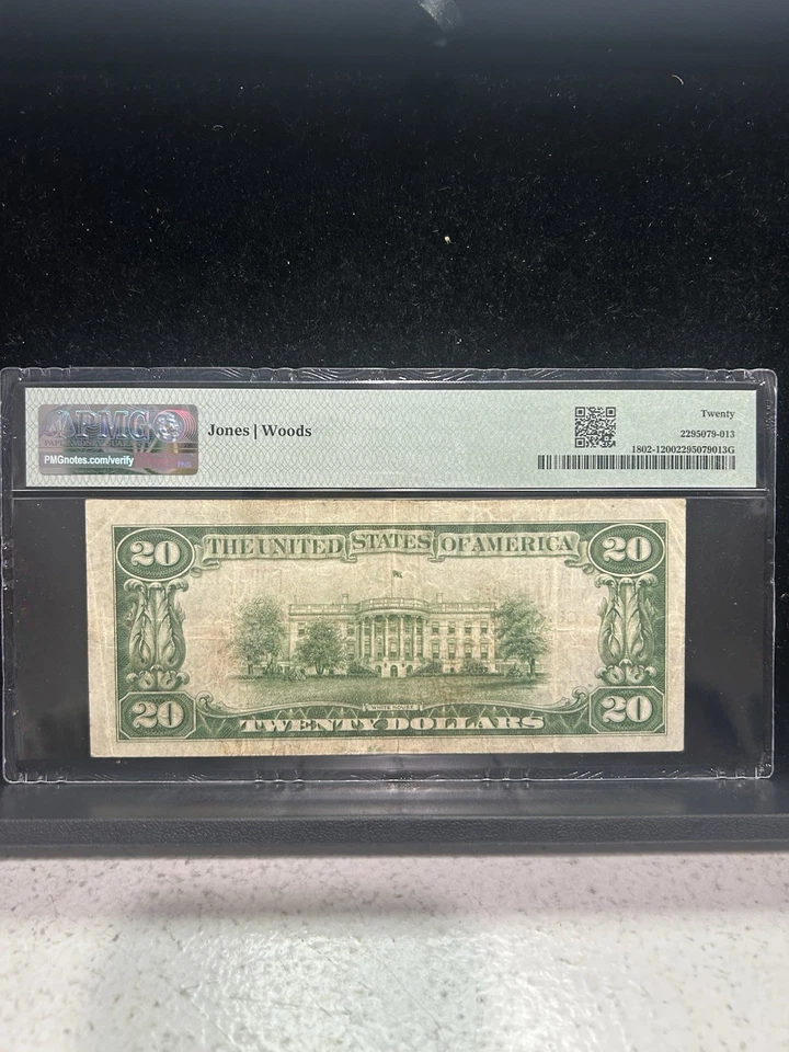 SASA 1929 Chanute Kansas $20 First National Bank Pmg Vf20 - Image 2 of 2