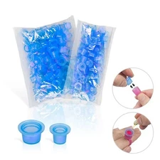 100PCS Soft Silicone Disposable Microblading Blue Tattoo Ink Cup Makeup Holder