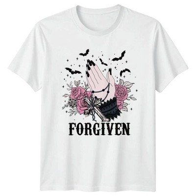 Forgiven Damen T-Shirt Gothic Spirituell Alternative Mode Geburtstag