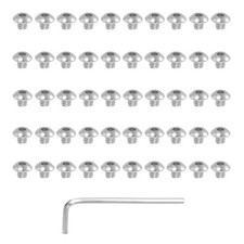 50pcs 10 24 x 3/16" Button Head Socket Cap Bolts Screws with Hex Spanner,Silver