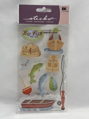 FISHING Sticker Medley Scrapbook Planner Craft Stickers 11 Pcs Sealed New