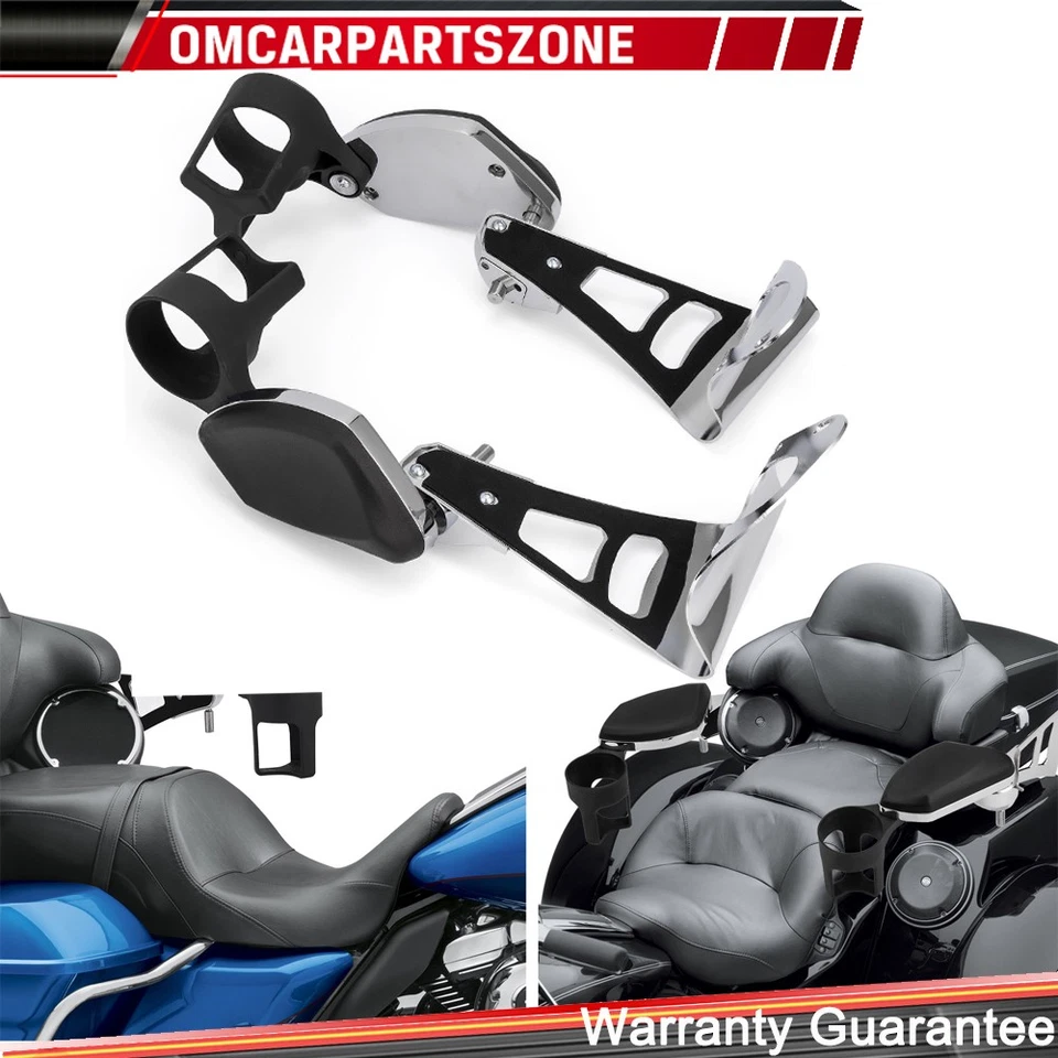 Reposabrazos traseros de pasajero con soporte para bebidas para Harley Road Glide Ultra 2014-2025 Foto 2 de 4