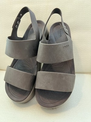 Crocs Brooklyn Low Wedge Sandals Brown Slingback Comfort Women s Size 7