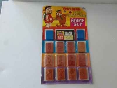 Vintage Yogi Bear And Fred Flintstone Stamp Set Carded By Hanna Barbera 1973 NOS