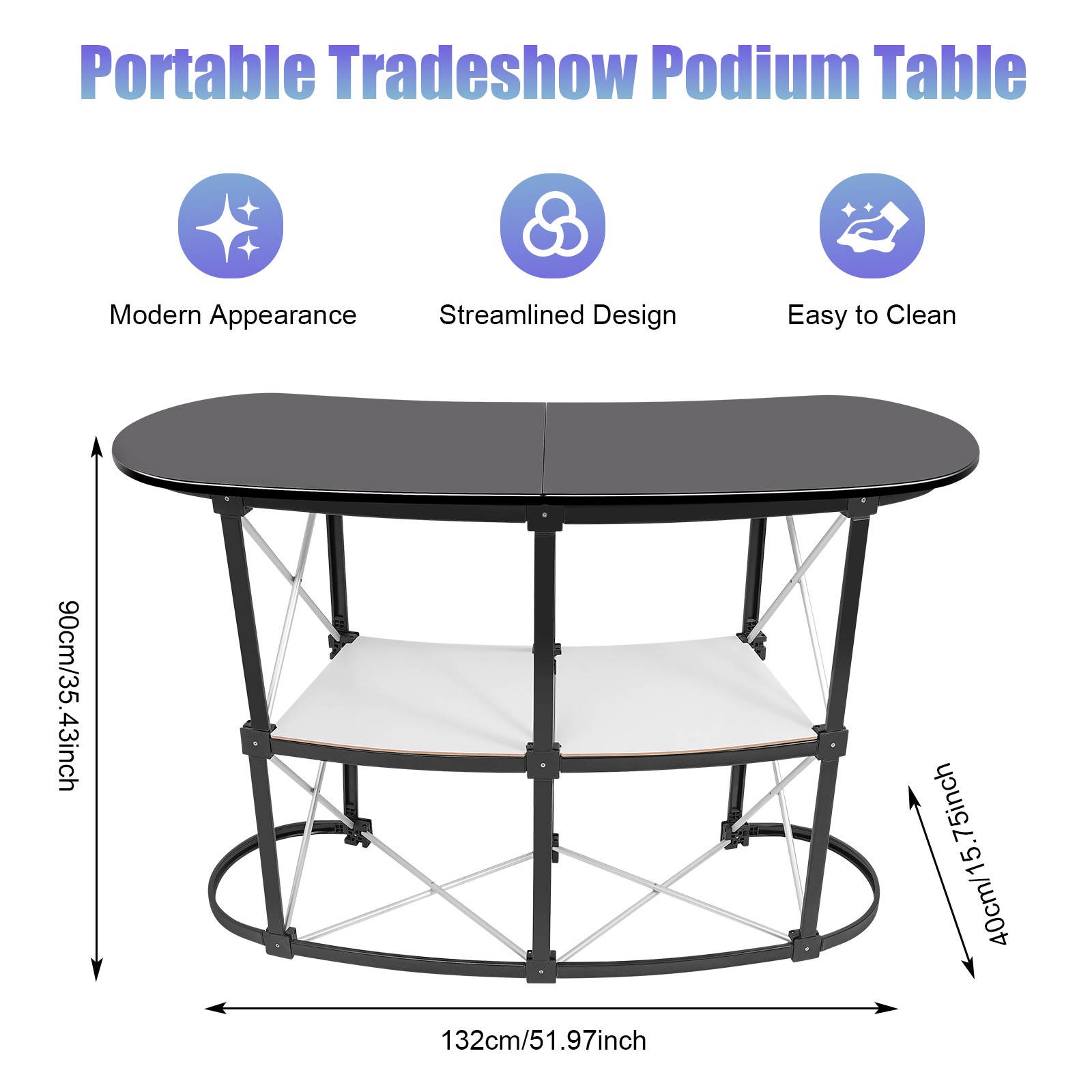 51" Portable Pop Up Table Podium Counter Trade Show Display Speech Stand Desk