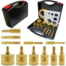 13 Packs Diamond Hole Saw Drill Bit Kit Wet/Dry - Serrated Brazed Core Set wi...