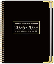 Monthly Planner 2026-2028 Hardcover with Metal Corner 3 Year Calendar 2026-2027