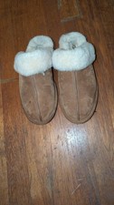 UGG Suede Shearling 1620 Tan Slippers US Size 7 Good Used Condition No Box