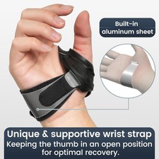 CMC Thumb Support Brace - with Firm Supportive Wrist Strap, Dual Density Thumb B