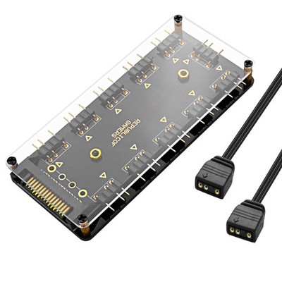 5V 3PIN ARGB Splitter HUB,1 to 10 Way Fan HUB Controller with 50CM Extension ...